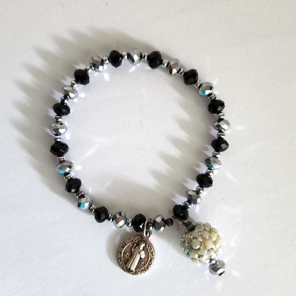 Beaded Charm Elastic Bracelet